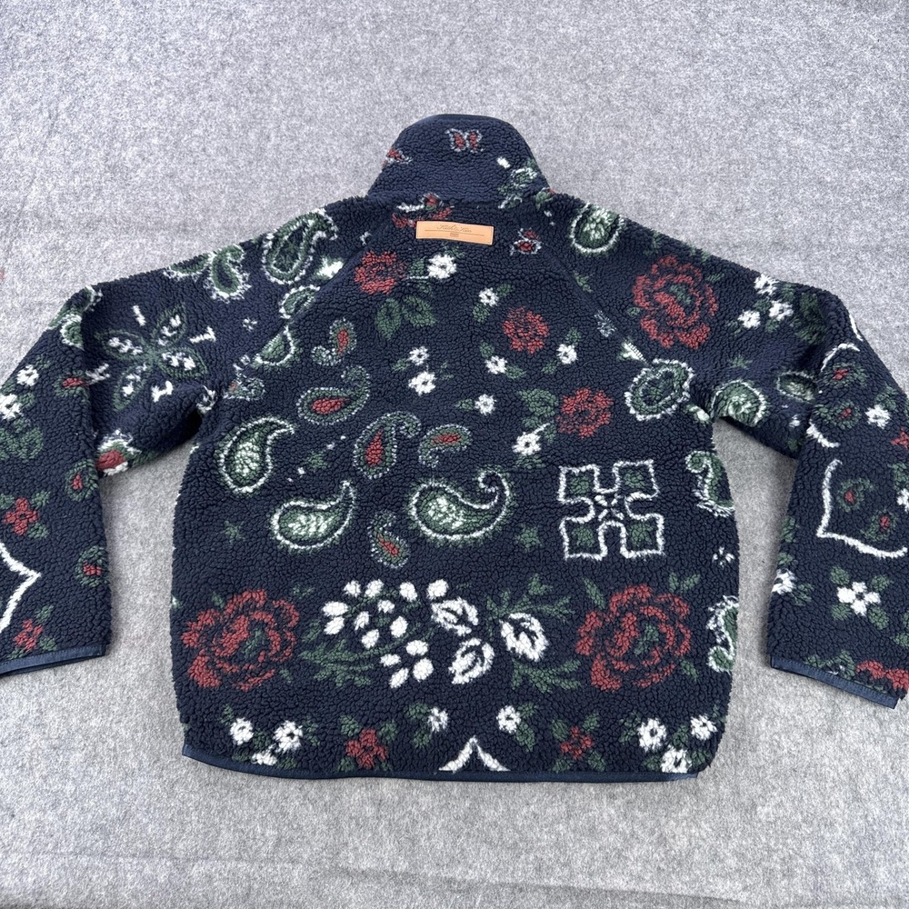 Kith Pinehurst Sherpa Fleece Jacket Mens XS Blue Paisley Snap Bomber - Picture 4 of 10